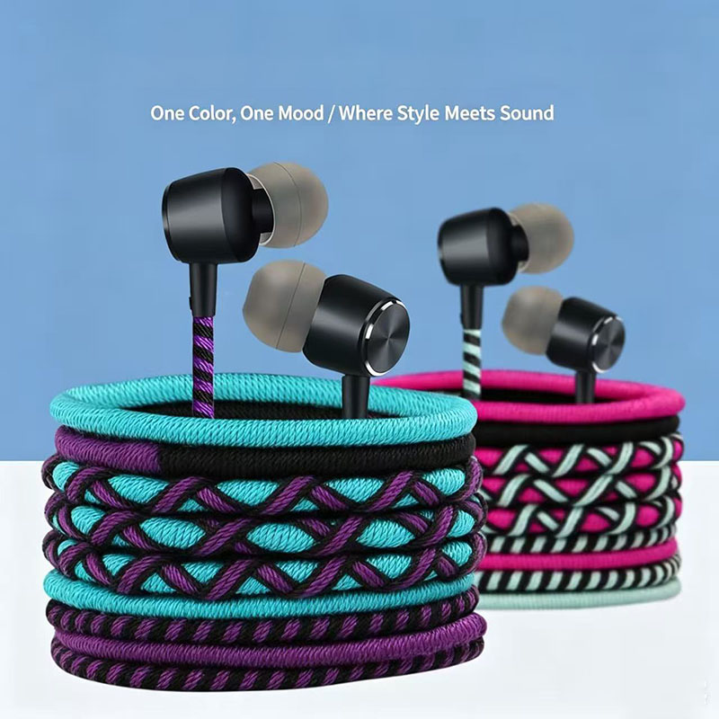 Wired Earphone Mic - Fone de ouvido com fio trançado
