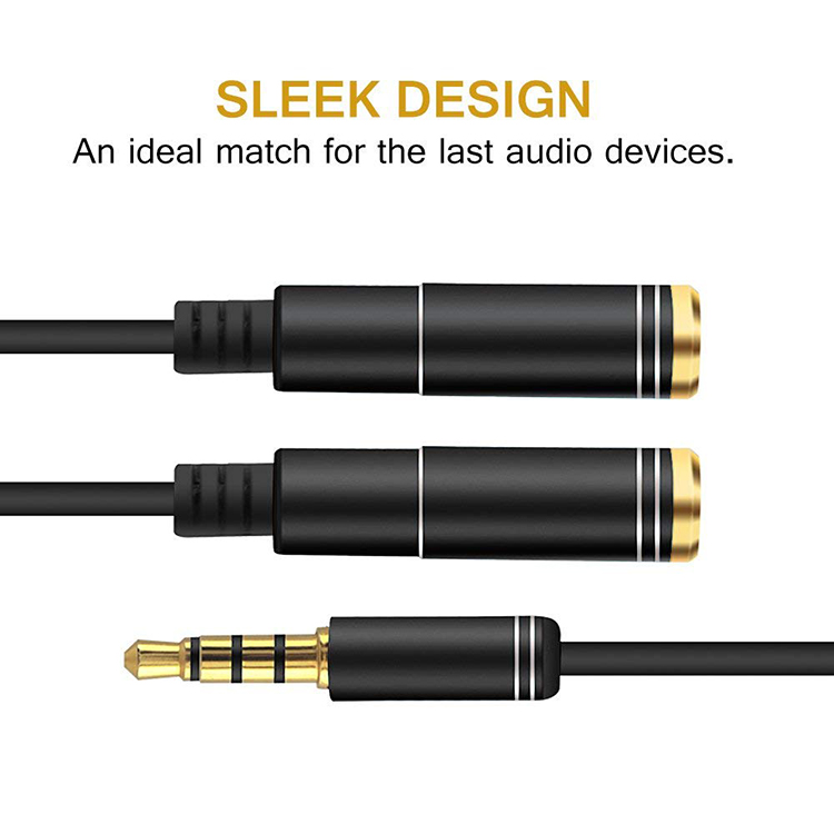 3.5mm microfone y divisor de á - Earphone Splitter Jack avaliação e preço
