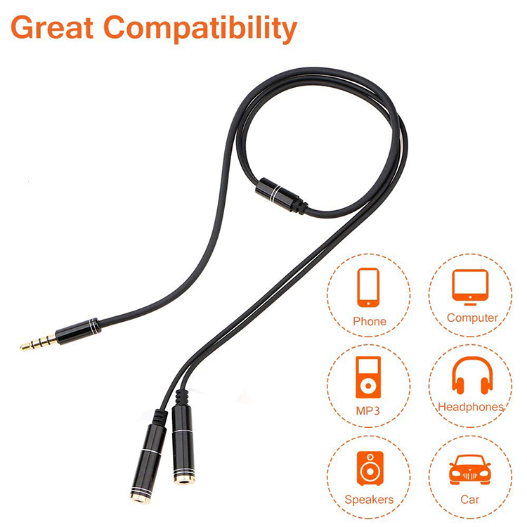 3.5mm microfone y divisor de á - Earphone Splitter Jack avaliação e preço